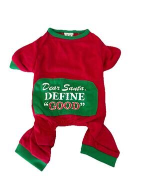 PET SPIRIT Christmas PAJAMAS "Dear Santa DEFINE GOOD" Red Puppy/Dog Small